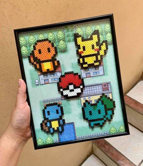 Painting Pixel Art, Christmas Pokemon, Hamma Beads Ideas, Pixel Art Pokemon, Pokemon Craft, Pearl Beads Pattern, Easy Perler Beads Ideas, Hamma Beads, Hama Beads Design