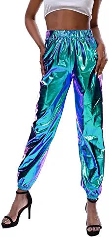 Look Hip Hop, Hip Hop Trousers, Dance Costumes Hip Hop, Holographic Design, Hip Hop Party, Graduation Outfits, Metallic Pants, Shiny Pants, Party Pants