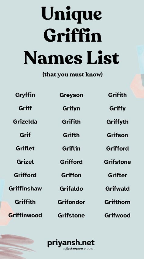 Looking for the perfect Griffin name for your baby? This list features 40+ unique and powerful names inspired by the mythical creature, from classic Griffins to modern twists like Finn and Finnian. Find the perfect name for your little legend! Mythical Names Male, Finn Name, Mythical Creature Names, Griffin Name, Griffin Mythical, Neutral Names, Roman Names, Powerful Names, Ancient Greek Words