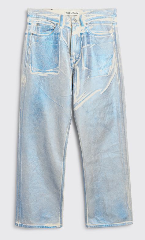 Foil Denim, Cher 70s, Reworked Denim, Dye Jeans, Levis Vintage Clothing, Blue Foil, Bleached Denim, Denim Crafts, Printed Jeans