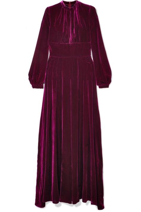 Raquel Diniz Alma Pleated Silk-Velvet Maxi Dress Bohemian Witch, Jimmy Choo Clutch, Restless Sleepers, Retro Style Dress, Velvet Maxi Dress, Velvet Maxi, Beach Wear Outfits, Maxi Dress Sale, Cocktail Gowns