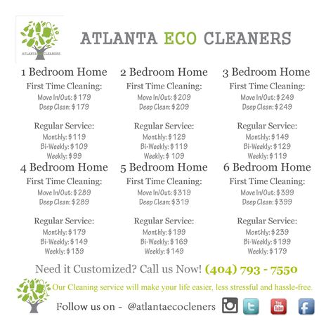 Check out our house cleaning prices below:          ** 90% of our house cleanings fall between these prices. If there is a change in price assessment, we will call you before we clean.**  1 Bedroom price up to 1000sqft, max 3 man hours, then $45/hour  2 Bedroom price up to 2000sqft,  ... House Cleaning Packages, House Cleaning Price List, Cleaning Business Price List, House Cleaning Rates, House Cleaning Prices, Cleaning Prices, Cleaning Services Prices, Housekeeping Business, Business Cleaning Services