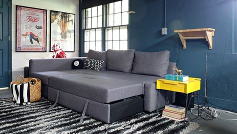 Ikea Friheten sleeper sofa Friheten Sofa Living Rooms, Ikea Grey Sofa, Ikea Sleeper, Sofa Living Rooms, Friheten Sofa, Ikea Friheten, Basement Rec Room, Ikea Sofa Bed, Sofa Bed Furniture