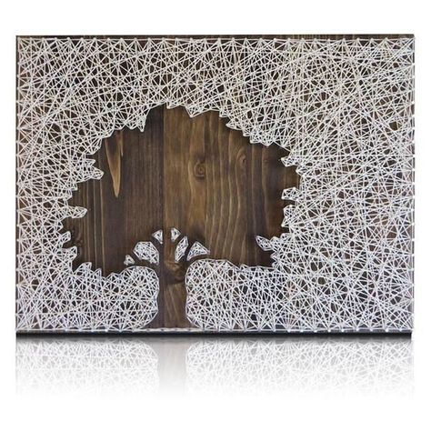 Inverse Oak Tree String Art Kit Tree String Art, Koti Diy, String Art Templates, Art Projects For Adults, String Art Patterns, Sand Crafts, String Art Diy, Adult Crafts, Art Template