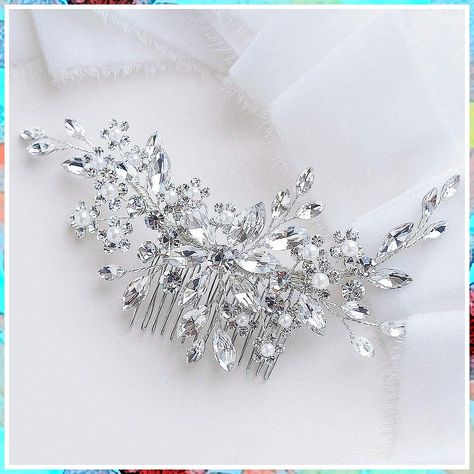 Catery Flower Crystal Bride Wedding Hair Comb Hair Accessories with Pearl Bridal Side Combs Headpiece for Women Pack of 1(Silver) Bride Wedding Hair, Pearl Hair Comb Wedding, Rhinestone Hair Comb, Bridal Headwear, Hair Comb Accessories, Bride Headpiece, Crystal Hair Comb, Wedding Hair Comb, Flower Crystal