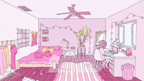 Pastel Aesthetic Bedroom, Bedroom Drawing, Japon Illustration, Anime Room, Wow Art, Pastel Art, Bedroom Aesthetic, Aesthetic Bedroom, A Drawing