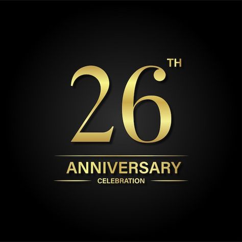 26th Anniversary, Psd Icon, Anniversary Celebration, Vector Photo, Black Background, Black Backgrounds, Premium Vector, Graphic Resources, Gold Color