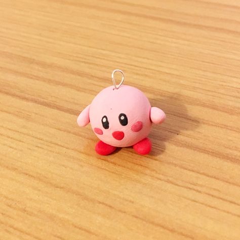 Anime Clay Figures, Nintendo Clay Ideas, Kirby Clay, Clay Nintendo, Clay Kirby, Kirby Clay Figures, Mini Clay Pokemon, Clay Anime Keychain, Kirby Earrings Clay