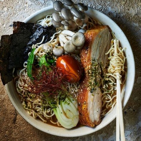 Pork Ramen Recipe, Pork Ramen, Apple Pork, Ramen Recipe, Ramen Noodle Soup, Crispy Pork Belly, Soup For The Soul, Shiitake Mushrooms, White Miso