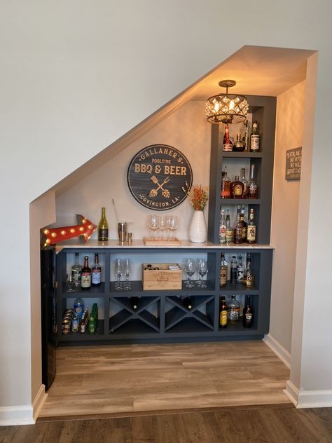 Under Stairs Whisky Storage, Restored Victorian Homes, Bar Under Stairs, Under Stairs Wine Cellar, Under Stairs Nook, Stair Nook, Whiskey Room, Home Wine Cellars, Diy Home Bar