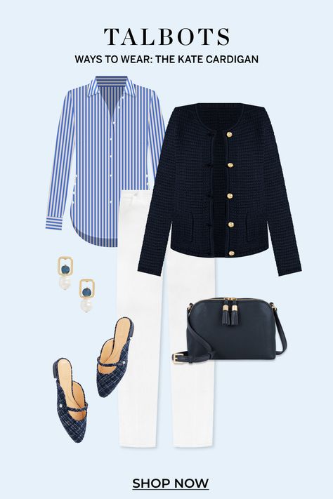 Cardigans you'll love. Shop Talbots NEW arrivals now! Business Meeting Outfit, Talbots Outfits, Coffee Date Outfits, Meeting Outfit, Capsule Wardrobe Work, Women's Cardigans, Spring Fashion Outfits, Work Wardrobe, Classic Outfits