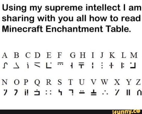 Minecraft Enchantments, Minecraft Meme, Code Secret, Alphabet Code, Writing Code, Minecraft Funny, Minecraft Plans, Minecraft Tips, Minecraft Construction