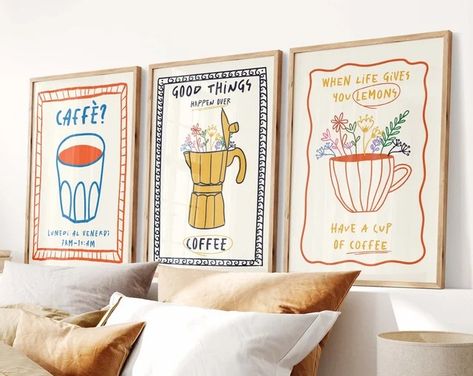 FunkyClubPrints - Etsy Espresso Coffee Bar, Coffee Bar Wall, Maximalist Kitchen, Bar Wall Art, Canvas Letters, Museum Poster, Bar Wall, Coffee Print, Kitchen Humor