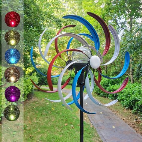 Feather Solar Wind Spinner by ToShay.shop starting at $$211.34 👉 www.toshay.shop/collections Solar Wind Spinners, Kinetic Wind Spinners, Garden Spinners, Metal Wind Spinners, Solar Led Lights, Jewel Tone Colors, Solar Wind, Color Changing Lights, Crackle Glass