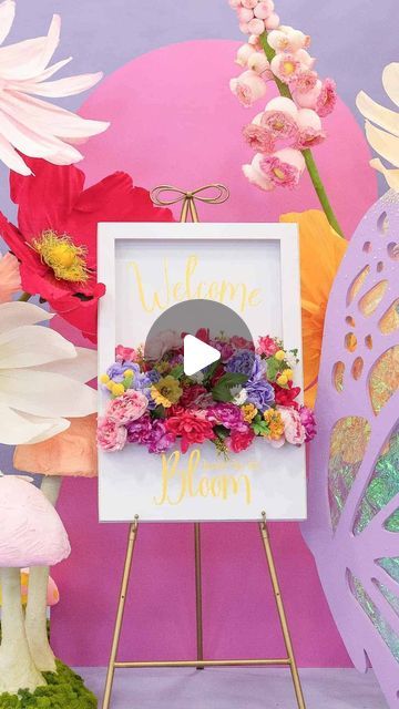 Kim Coffin | Cricut, Sewing, Crafts, & DIY on Instagram: "Stop your scroll! 🛑 I’m spilling the secret to making bloom boxes on a budget! 💐  Let’s get busy crafting the perfect welcome sign for your next party!✂️ Head to @joann_stores and grab a trifold foam board and some faux flowers.  Comment BLOOM BOX, and I’ll send you links to everything you need, plus the full step-by-step tutorial!🎀  Don’t forget to save this reel and follow @sweetredpoppy for more crafting tutorials!  ✂️Cut 1: 36”x48” (Front) ✂️Cut 2: 24”x2” (Top & Bottom) ✂️Cut 1: 36”x24” (Back) ✂️Cut 4: 2” Squares (Support)  🌸Trim the sides of the main board to 2.25” 🌸Cut out a 20”x24” hole from the center board 🌸Fold sides upward and stabilize with corner supports 🌸Adhere top and bottom with hot glue 🌸Add floral foam 🌸A Sweet Red Poppy, Bloom Box, Peony Bush, Paper Dahlia, Butterfly Template, Large Paper Flowers, Mandala Print, Diy Centerpieces, Tropical Theme