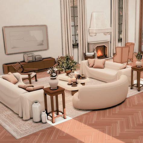 Sims 4 Sectional Couch Cc Maxis Match, Sims 4 Cc Beige Furniture, Sims 4 Cottage Furniture, Cc Living Room Sims 4, Sims 4 Aesthetic Apartment, Sims4 Living Room Ideas, Sims Cc Living Room, Sims Living Room Cc, Sims Kitchen Ideas