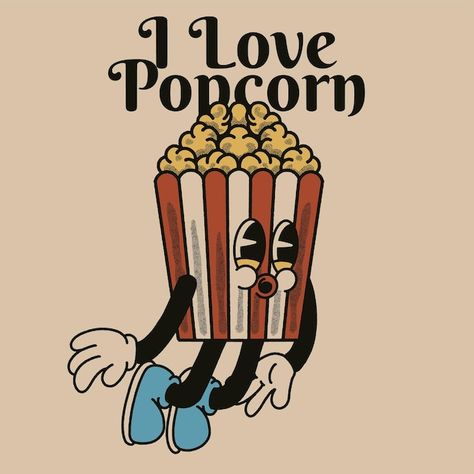 Popcorn Character Design, Popcorn Tattoo, Popcorn Painting, Popcorn Character, Popcorn Paint, Theater Character, Popcorn Vector, Popcorn Drawing, Popcorn Illustration