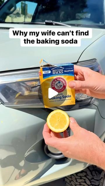 Liz & Jeff on Instagram: "Use lemon and baking to clean headlights #auto #car #truck #headlight #restoration #bakingsoda" Clean Headlights On Car, How To Clean Headlights On A Car, Cleaning Car Headlights Diy, Diy Cleaning Headlights Cars, Clean Headlights On Car Diy, How To Clean Car Lights Foggy Headlights, How To Restore Headlights Diy, Headlight Restoration Diy, Cleaning Headlights On Car