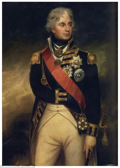 Lord Nelson in full regalia painted by Sir William Beechey, the more common image of the hero Facial Scarring, Horatio Nelson, Royal Navy Officer, Navy Admiral, Facial Scars, British Army Uniform, Sir William, Royal Marines, Giclee Painting