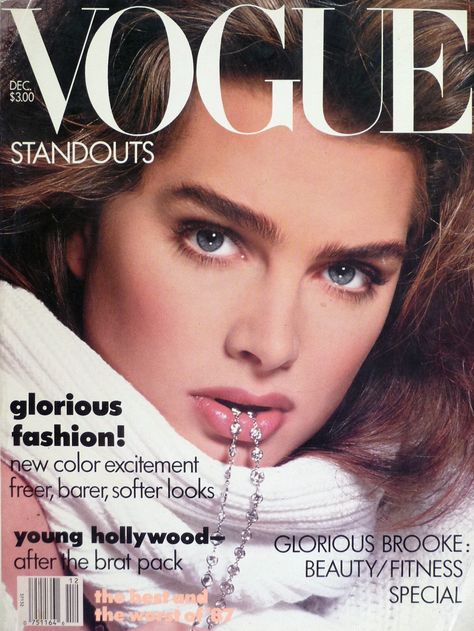 Brooke Shields by Denis Piel Vogue US December 1987 Estelle Lefébure, Brat Pack, 80's Fashion, Vogue Magazine Covers, Vogue Archive, Fashion Magazine Cover, Natalia Vodianova, Lily Aldridge, Vogue Us