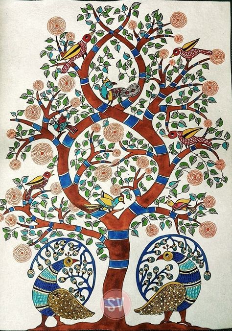 Tree Of Life Art Drawing, Gond Art Peacock, Jaipur Painting, Tree Of Life Illustration, Mithila Art, Gond Art, Editing Templates, Indian Traditional Paintings, Tree Of Life Painting