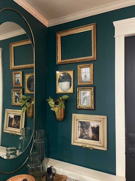 Powder Room Mirrors, Emerald Green Rooms, Emerald Green Living Room, Emerald Green Bedrooms, Dark Green Rooms, Teal Accent Walls, Teal Rooms, Room Mirrors, Decorative Wall Mirrors