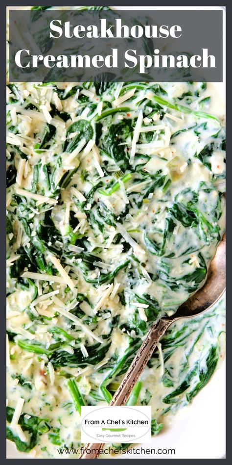 Steakhouse Creamed Spinach Recipe, Steakhouse Creamed Spinach, Creamed Spinach Recipe Easy, Easy Spinach Recipes, Baby Spinach Recipes, Creamed Spinach Recipe, Spinach Recipe, Vegetable Side Dishes Recipes, Creamy Spinach