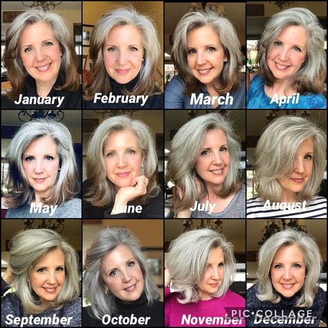 Transitioning to Gray Hair 101, NEW Ways to Go Gray in 2020 - Hair Adviser Transitioning To Gray Hair, Natural White Hair, Grey Hair Color Silver, Blue Grey Hair, Grey Hair Care, Grey Hair Dye, Grey Hair Transformation, Hair Transition, Hair 101