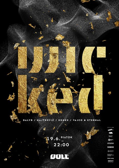 Krzysztof Iwanski on Behance Wicked Poster, Gold Typography, Bling Design, Poster Fonts, Gold Poster, Foil Label, Palette Inspiration, Flyer And Poster Design, Publication Design