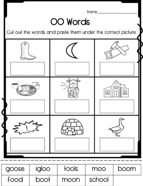 Oo Phonics Worksheets, Oo Phonics Activities, Oo Worksheets Free Printable, Oo Words Phonics, Oo Words Worksheet, Oo Sound Worksheets, Oo Phonics, Oo Sound, Oo Words