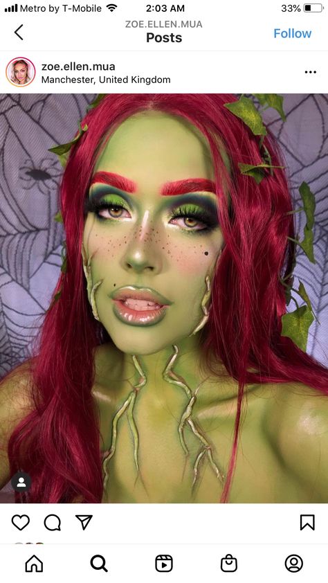 Poison Makeup, Fiona Costume, Ivy Halloween Costume, Ivy Makeup, Poison Ivy Makeup, Poison Ivy Halloween, Poison Ivy Halloween Costume, Poison Ivy Costume, Asmr Makeup