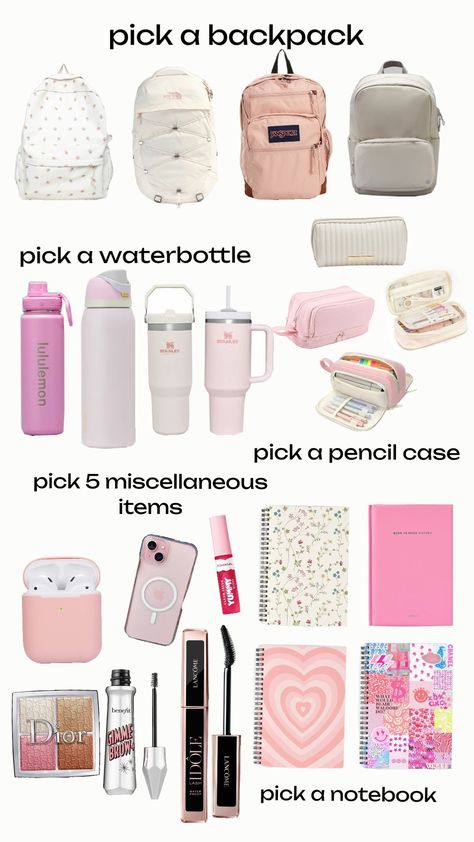 school Middle School Essentials, School Emergency Kit, School Backpack Essentials, Preppy Brands, School Goals, School Bag Essentials, Backpack Essentials, Cute School Supplies, Bag Essentials