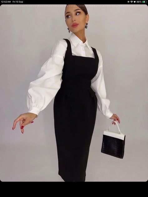 White Shirt Under Dress Outfit, Under Dress Outfit, Shirt Under Dress Outfit, Shirt Under Dress, Office Wears, Cute Professional Outfits, Cargo Outfit, Modest Dresses Fashion, Simple Style Outfits