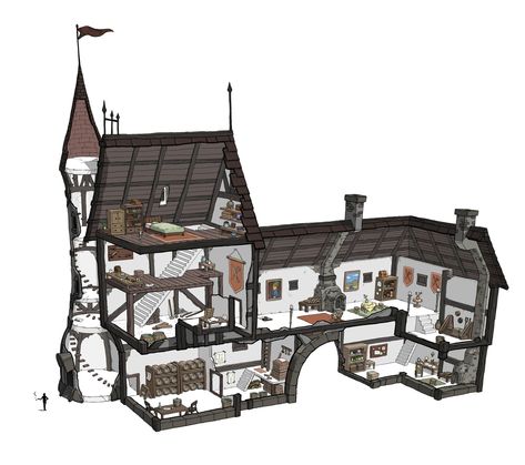 Medieval Houses Interior, Medival House Ideas, House Concept Art Interior, Medieval Library Concept Art, Medieval Mansion Concept Art, Medieval House Interior, Medieval Manor Concept Art, Fantasy House Concept Art, Medieval Interior Concept Art