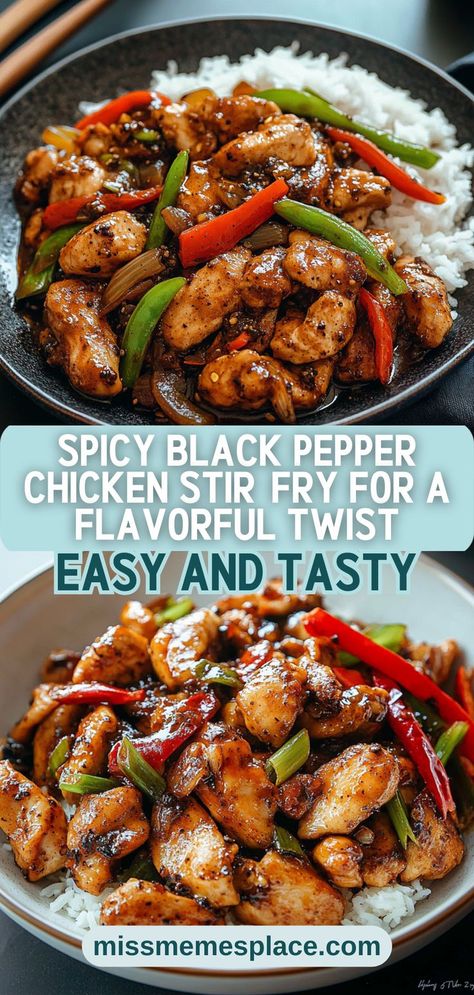 Turn up the heat with this Spicy Black Pepper Chicken Stir-Fry! This Asian-inspired dish features succulent chicken pieces coated in a spicy black pepper sauce that packs a punch. Toss in colorful bell peppers and onions to add sweetness and crunch, creating a delightful contrast to the heat of the black pepper. Not only is this stir-fry quick to make, but it also allows for endless customization. Feel free to add your favorite veggies or adjust the spice level to suit your taste. Black Pepper Chicken Recipe, Pepper Chicken Recipe, Black Pepper Sauce, Couples Recipes, Black Pepper Chicken, Recipes With Chicken And Peppers, Quick Stir Fry, Asian Inspired Dishes, Pineapple Chicken