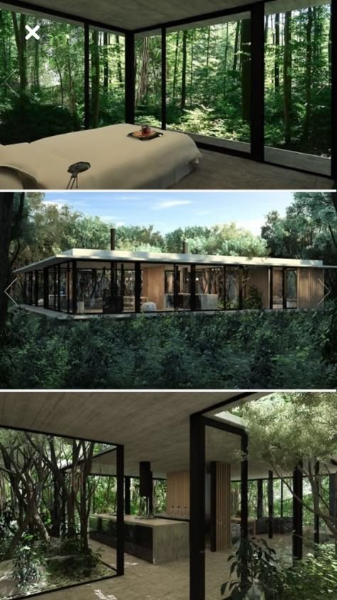 Nicely worked the house around the trees! Love the planning Small Barndominium, Small Bedroom Designs, Forest House, Barndominium Ideas, House Goals, Glass House, Barndominium, Design Case, Barn House