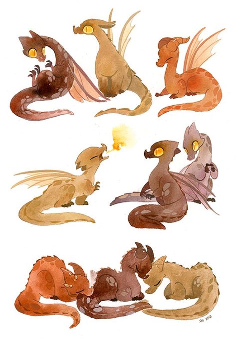 Baby Dragons, Dragon Illustration, Creature Drawings, 수채화 그림, Cute Dragons, Dragon Artwork, Fantasy Creatures Art, Creatures Art, Dragon Drawing