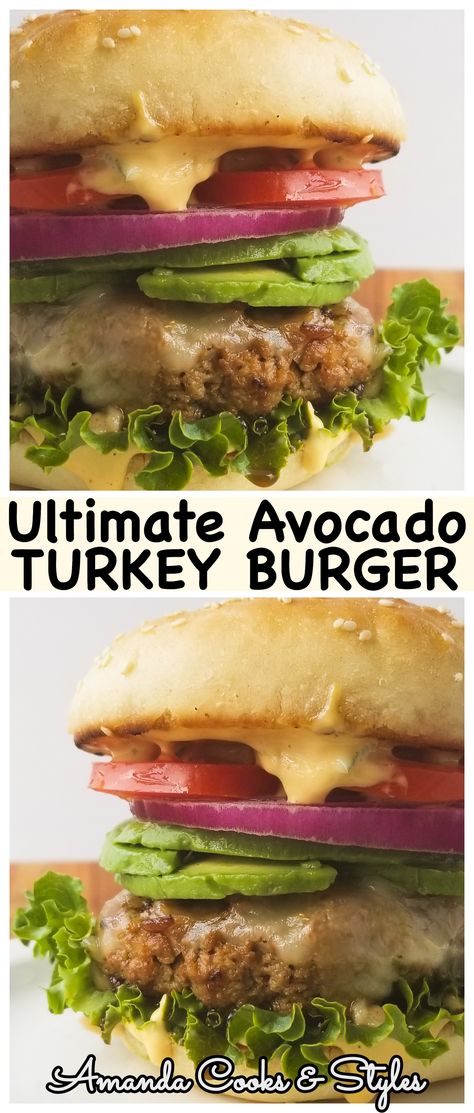 Turkey Avocado Burger, Turkey Burger Recipes Easy, Burger Recipes Easy, Chicken Avocado Burger, Cookout Recipes, Avocado Burger, Easy Burger Recipe, Savory Foods, Turkey Burger Recipes