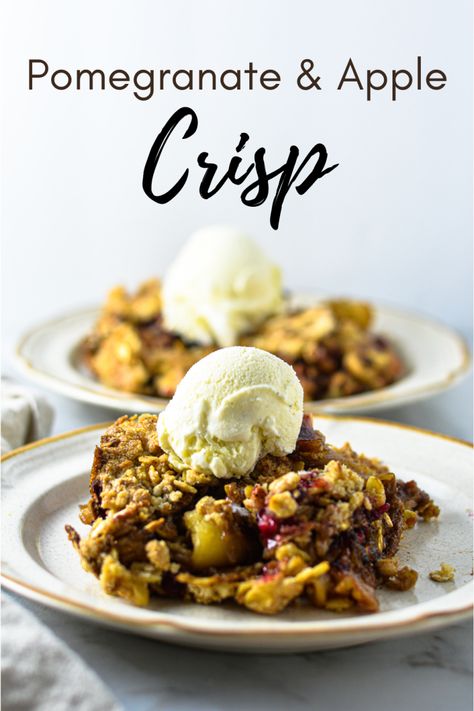 Pomegranate and Apple Crisp | A Taste of Madness Fun Rice Krispie Treats, Apple Pomegranate, Apple Brown Sugar, Pomegranate Recipes, Dessert To Make, Scoop Of Ice Cream, Homemade Toffee, Cold Cake, Fruit Dessert Recipes