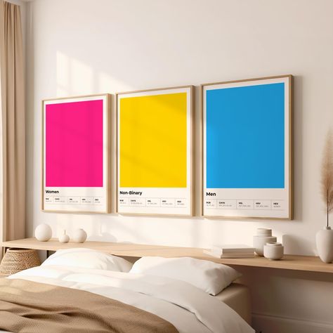 Set of 3 Pantone printable poster based on Pansexual flag colors #poster #pansexual #lgbtq Pantone Printable, Pantone Wall, Pantone Poster, Colors Poster, Pansexual Flag, Printable Poster, Flag Colors, Posters Printable, Advent