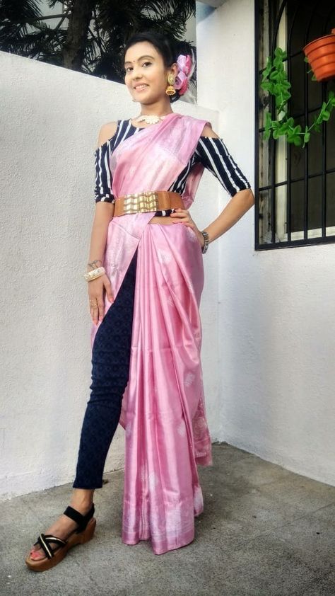 Shilpa Shetty saree draping Saree draping Pant style saree Saree inspiration Saree look Indo western saree look Dark Colour Saree, Indo Western Saree Look, Western Saree Look, Saree Pants, Shilpa Shetty Saree, Western Saree, Draping Saree, Indo Western Saree, Saree Inspiration