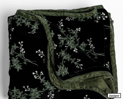 To order Lynette embroidered silk velvet throw by Bella Notte - Juniper / Throw Blanket Wine Machine, Velvet Throw Blanket, Dark Home Decor, Bed End, Vintage Chinoiserie, Dark Home, Silk Linen, Velvet Throw, Pale Gold