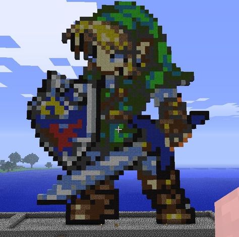 Both a minecraft and Legend of Zelda pin Minecraft Statues, Minecraft Pixel Art, Minecraft Projects, Be Cool, Legend Of Zelda, Pixel Art, Minecraft, Geek Stuff, Zelda