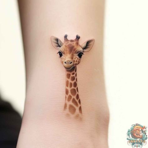 Unleashing Your Wild Side: The Fascinating Meaning Behind Giraffe Tattoos: 54 Designs - inktat2.com Safari Animal Tattoos, Baby Giraffe Tattoo, Small Giraffe Tattoo, Lioness Tattoo Design, Giraffe Tattoo, Tattoo Stencil Designs, Birthday Tattoos, Random Tattoos, Giraffe Neck