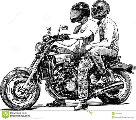 Couple On Motorcycle Royalty Free Stock Images - Image: 31064659 Couple On Motorcycle, Art Moto, Illustration Couple, Couple Poses Drawing, Motorcycle Couple, Motorcycle Drawing, Bike Drawing, Bike Sketch, Motorcycle Illustration