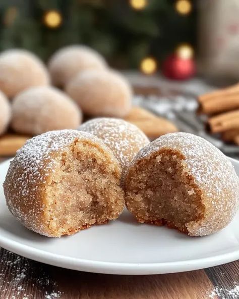 Cinnamon Sugar Snowball Cookies – a cozy holiday treat with a buttery, melt-in-your-mouth texture and warm cinnamon flavor! Try them today! Snickerdoodle Snowball Cookies, Cinnamon Sugar Snowball Cookies, Easy Holiday Cookies, Crumble Cookie, Christmas Cookie Recipes Holiday, National Cookie Day, Delicious Christmas Cookies, Easy Christmas Cookie Recipes, Christmas Baking Recipes