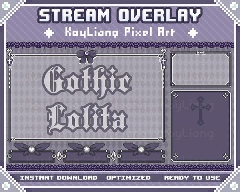 Stream Overlays Package Visual Novel Title Screen, Pixel Twitch Overlay, Stream Overlay Ideas, Twitch Overlay Templates, Gothic Pixel Art, Twitch Overlay Ideas, Streamer Ideas, Streamer Overlay, Free Twitch Overlay