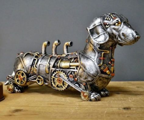 Dachshund Ornament, Steampunk Animals, Mechanical Animals, Modern Industrial Decor, Style Steampunk, Popular Decor, Organic Decor, Gothic Steampunk, Dog Statue