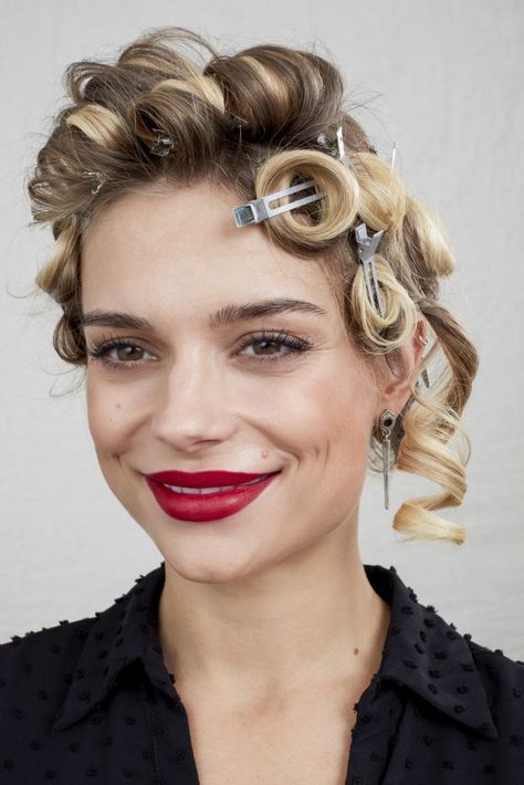 Pin Curls: Follow this Easy Tutorial to Nail this Style | All Things Hair US 1920s Pin Curls, 1930s Curl Pattern, Pin Curl Pattern Short Hair, Pin Curl Tutorial Long Hair, Easy 1920s Hairstyles For Medium Hair, 50s Curls Tutorial, Curly Hair One Side Pinned, 1940s Hairstyles For Long Hair Tutorial, How To Pin Curls After Curling