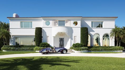 Art Deco Homes Exterior, Art Deco Beach House, Art Deco Home Exterior Architecture, Art Deco Hotel Exterior, Art Deco Home Exterior Americas Best House Plans, Art Deco House Exterior, Art Deco House Plans, Art Deco Mansion, Art Deco District Miami